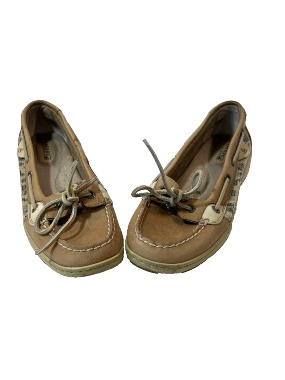 SPERRY Angelfish Leopard Sequin Topsider Womens Shoe Size 7.5M Tan 9102341